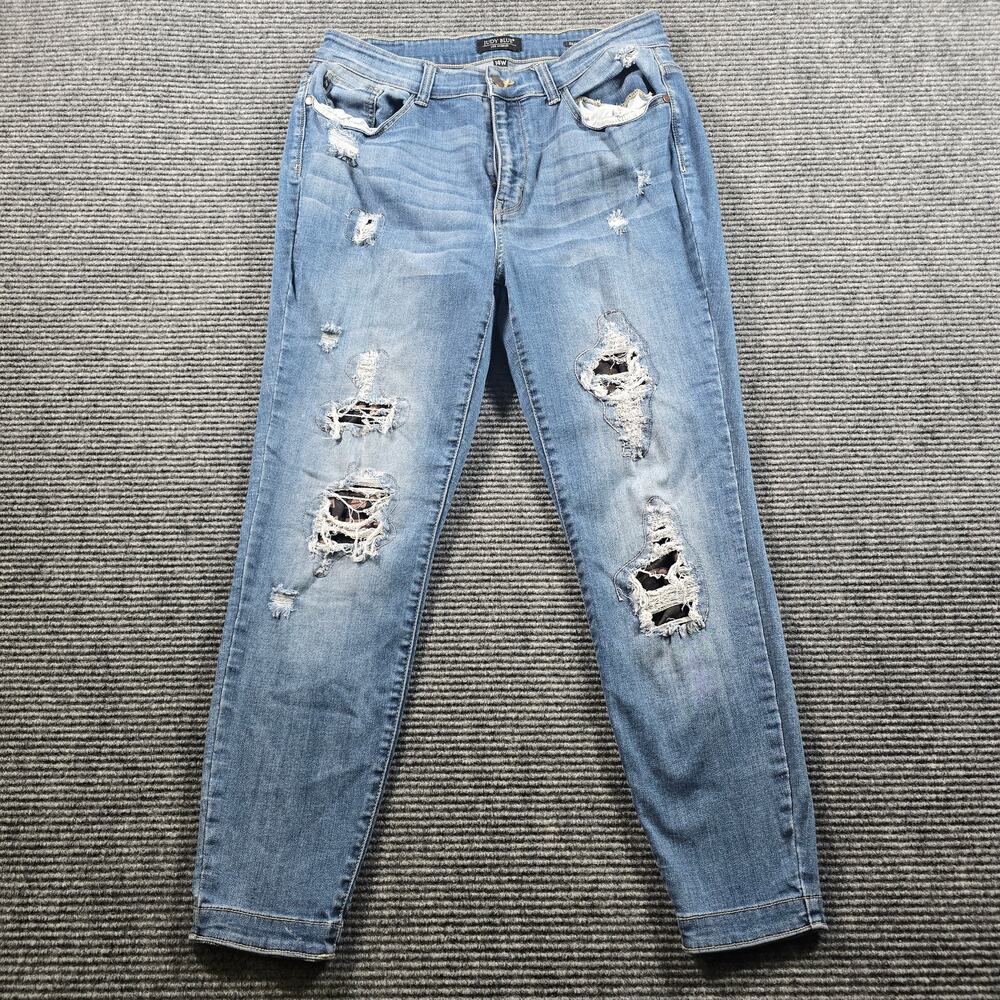 Judy Blue Jeans Women's 14W Blue Skinny Fit Distressed Camo Cuff